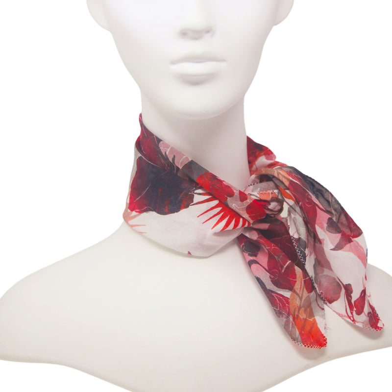 White base, red flowers