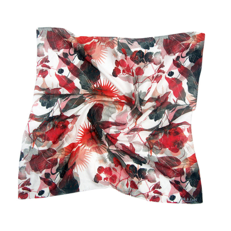 White base, red flowers