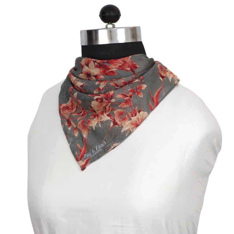 Grey base, maroon flowers